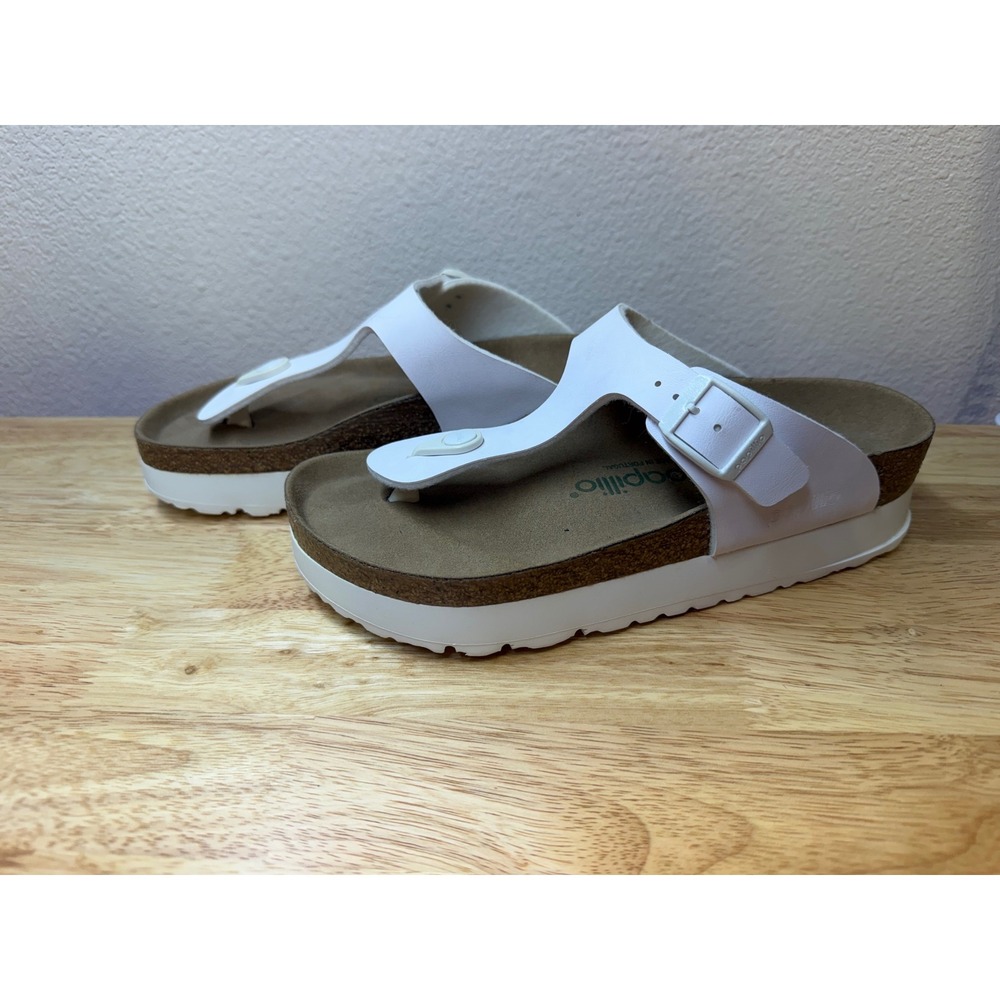 Papillio by Birkenstock Gizeh White Vegan Platform Sandals Womens 37 NWOT - Picture 2 of 7